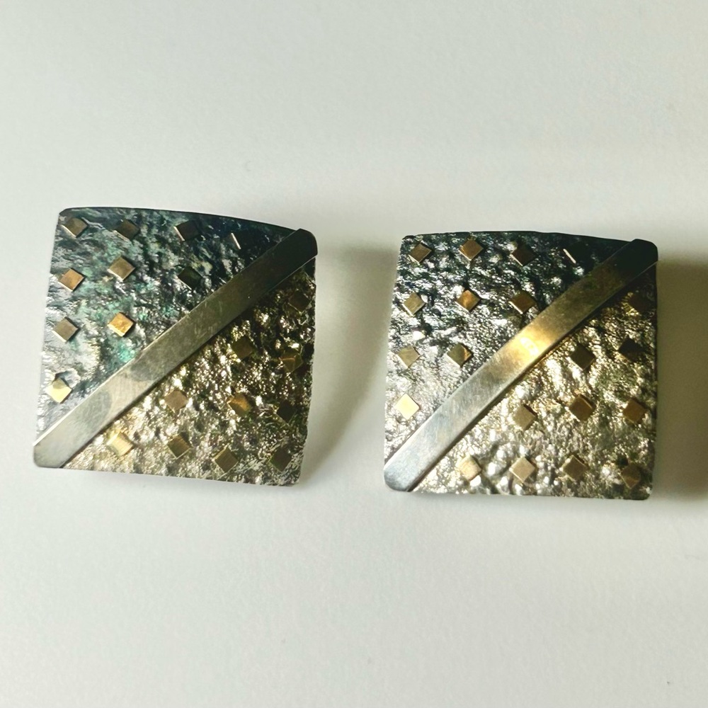 Vintage Sterling Silver Textured Clip-On Earrings